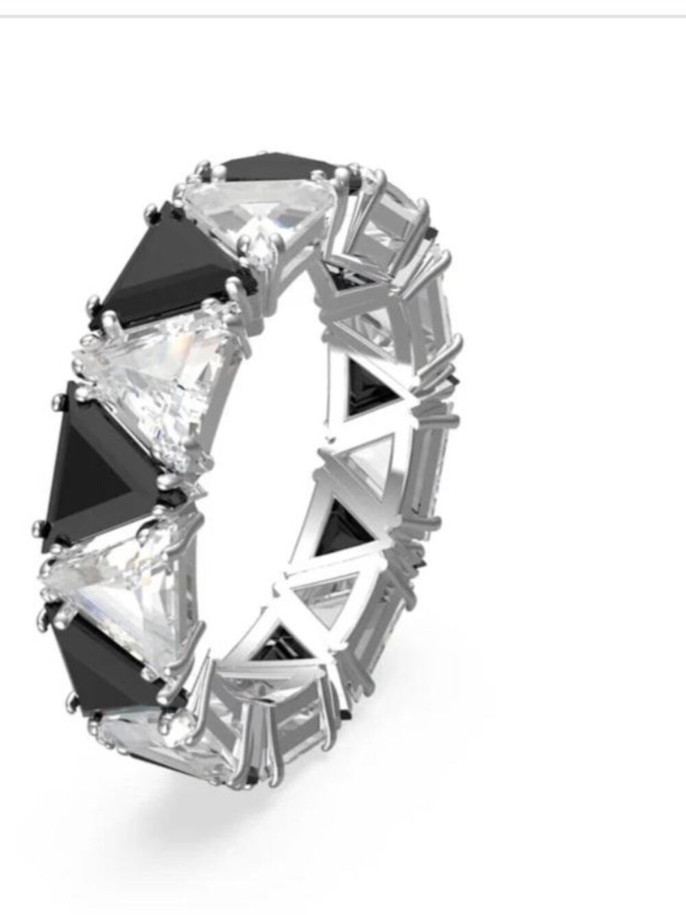 Swarovski Ortyx Cocktail Triangle Cut Rhodium Plated Ring